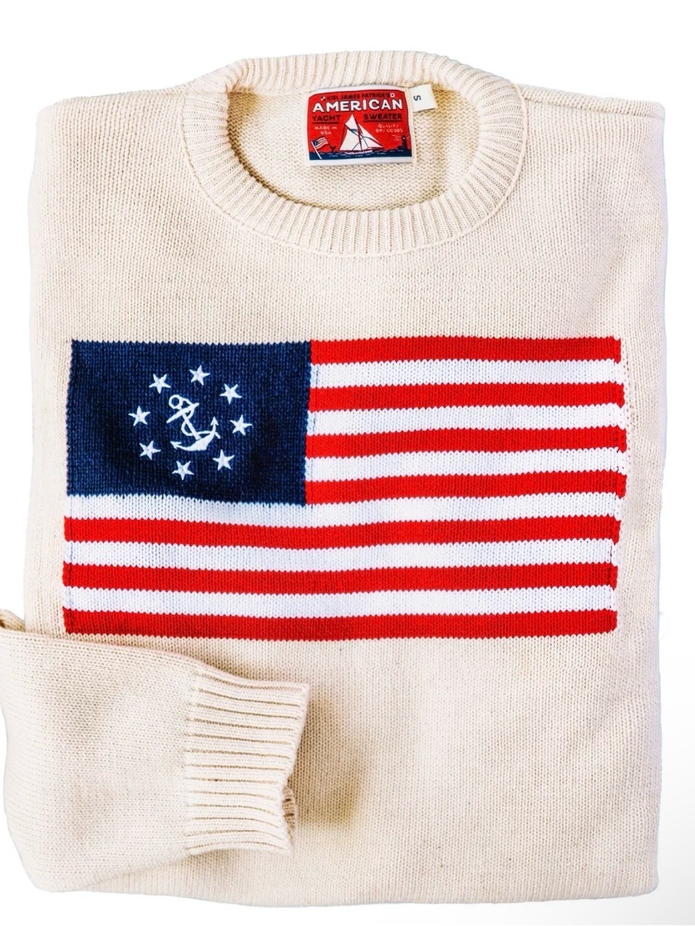Kiel James Patrick American Yacht Flag Sweater in Cream S - Picture 9 of 14
